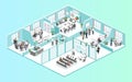 Isometric flat 3d abstract office floor interior departments concept vector. Royalty Free Stock Photo