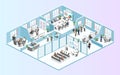 Isometric flat 3d abstract office floor interior departments concept vector. Royalty Free Stock Photo