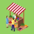 Isometric flat 3D concept fruit stand. Royalty Free Stock Photo