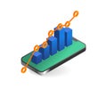 3d concept illustration of analyst bar graph on smartphone