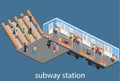 Isometric flat 3D concept interior of metro subway carriage. Royalty Free Stock Photo