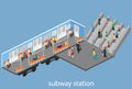 Isometric flat 3D concept interior of metro subway carriage. Royalty Free Stock Photo