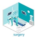 Isometric flat 3D concept interior of Surgery Department.