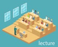 Isometric flat 3D concept interior university auditorium.