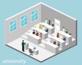 Isometric flat 3D concept interior university auditorium.