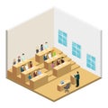 Isometric flat 3D concept interior university auditorium.