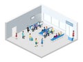 Isometric flat 3D concept interior of waiting room in airport .