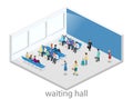 Isometric flat 3D concept interior of waiting room in airport .