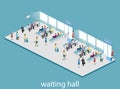 Isometric flat 3D concept interior of waiting room in airport .