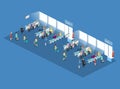 Isometric flat 3D concept interior of waiting room in airport .