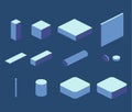 Isometric flat 3D concept simple elements cube, square, rectangle Royalty Free Stock Photo