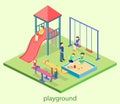 Isometric flat 3D concept web kids playground set.