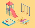 Isometric flat 3D concept web kids playground set.