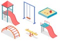 Isometric flat 3D concept web kids playground set.