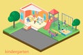 Isometric flat 3D concept web kids playground set.