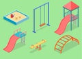 Isometric flat 3D concept web kids playground set.