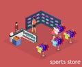 Isometric flat 3D interior goods for the sports shop.