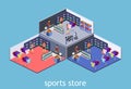 Isometric flat 3D interior goods for the sports shop.