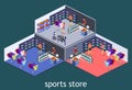 Isometric flat 3D interior goods for the sports shop.