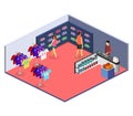 Isometric flat 3D interior goods for the sports shop.