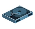 Isometric flat 3D isolated concept opened hard drive disk Royalty Free Stock Photo