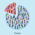 Isometric flat 3D isolated concept pareto principle