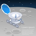 Isometric flat 3D isolated concept vector lunar rover