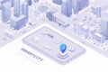 Isometric Flat 3D Smartcity mobile GPS Navigation vector concept