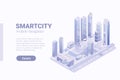 Isometric Flat 3D Smartcity Skyscraper business district vector concept Royalty Free Stock Photo