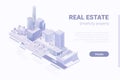 Isometric Flat 3D Smartcity Skyscraper business district vector concept Royalty Free Stock Photo