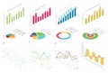 Isometric flat data finance graphic, business finance charts for infographic. Waves graph data, 2d diagram statistics