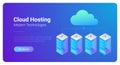 Isometric Flat Data Hosting Servers connected to C