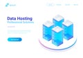 Isometric Flat Data Hosting Servers vector illustr