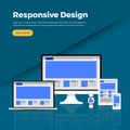 Isometric flat design concept responsive design. Mockup website interface on multiple screen. Vector illustrations