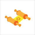 Isometric flat hanukkah Old jewish scroll, jewish holidays icon. Illustration of element for hanukkah in vector Royalty Free Stock Photo