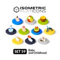 Isometric flat icons set 59