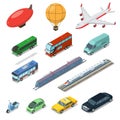Isometric flat International auto air railway transport Royalty Free Stock Photo