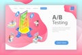 Isometric flat vector concept of AB testing, split test, A-B comparison.