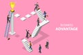 Isometric flat vector concept of business advantage, leadership. Royalty Free Stock Photo