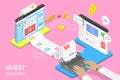 Isometric flat vector concept of guest blogging, commercial blog posting. Royalty Free Stock Photo