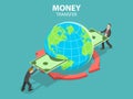 International money transfer isometric flat vector concept. Royalty Free Stock Photo
