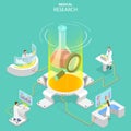 Isometric flat vector concept of medical research, science technology. Royalty Free Stock Photo