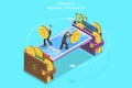 Mobile money transfer isometric flat vector concept. Royalty Free Stock Photo