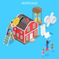 Isometric flat vector concept of mortgage, real estate deal.