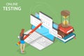 Isometric vector concept of online testing, online education, survey. Royalty Free Stock Photo