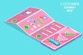 Isometric flat vector concept of serching customer journey map.