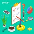 Isometric flat vector concept of survey, customer rating and feedback.