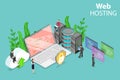 Web hosting service isometric flat vector concept. Royalty Free Stock Photo