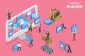 Isometric flat vector concept of website builder, site constructor.