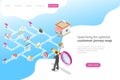 Isometric flat vector landing page for serching for optimal customer journey.